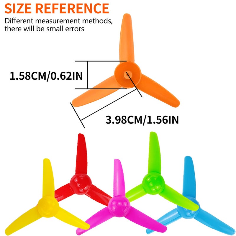 EKIND 12 Pcs Propeller 80mm Props 3-Blade Propeller 2mm Shaft for Fan Leaves Ship Model RC Aircraft Boat DIY Airplane Science and Education Toys (6 Color) - Image 2